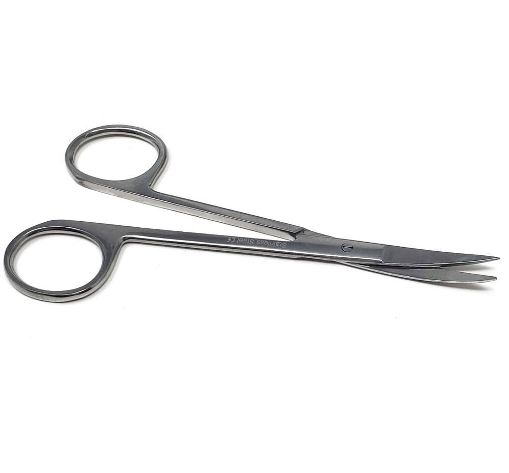 HIGH QUALITY STAINLESS STEEL IRIS MICRO SCISSORS CURVED TIP 4.5"