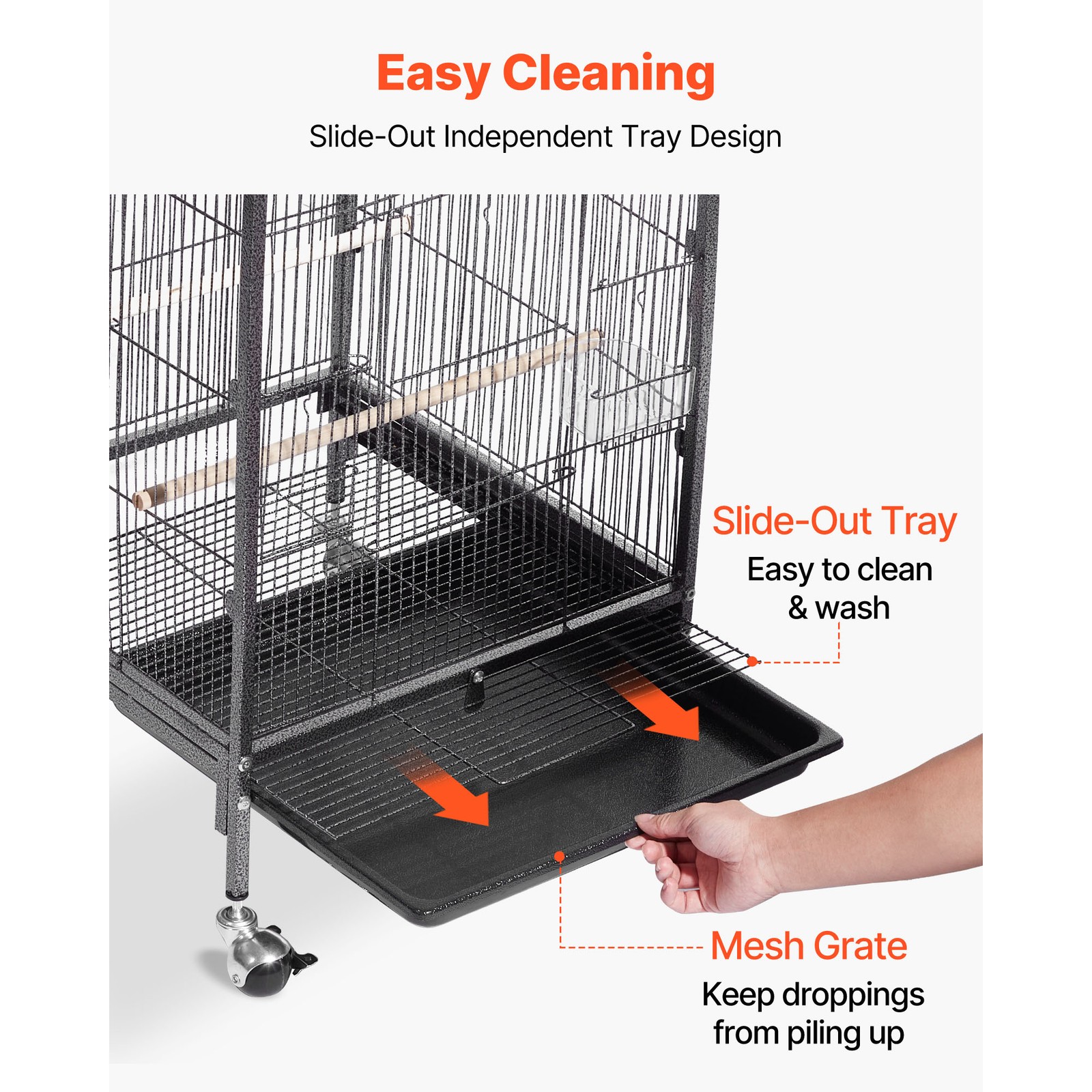 Uimoso Bird Cage with Open Flat Top, 18 x 18 x 30 inch, Wrought Iron Design