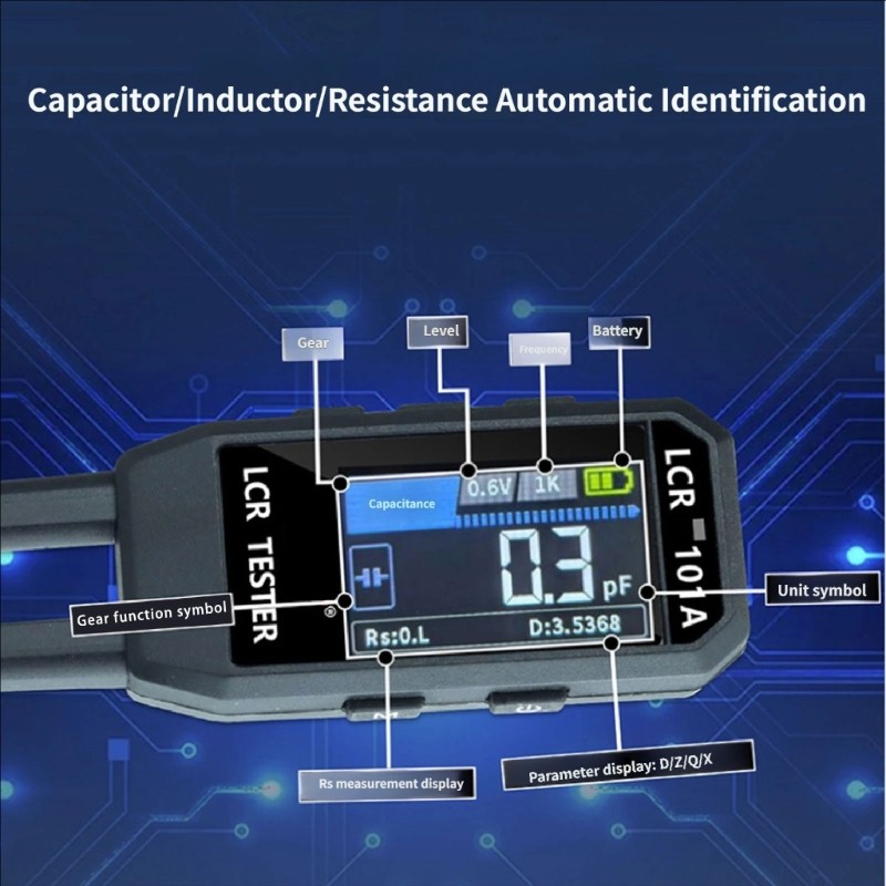 Professional Meter Electronic Testing Tweezer LCD Display Auto Recognition