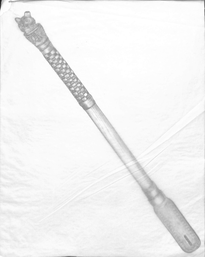 Fox-Head Riding Crop Graphite Drawing