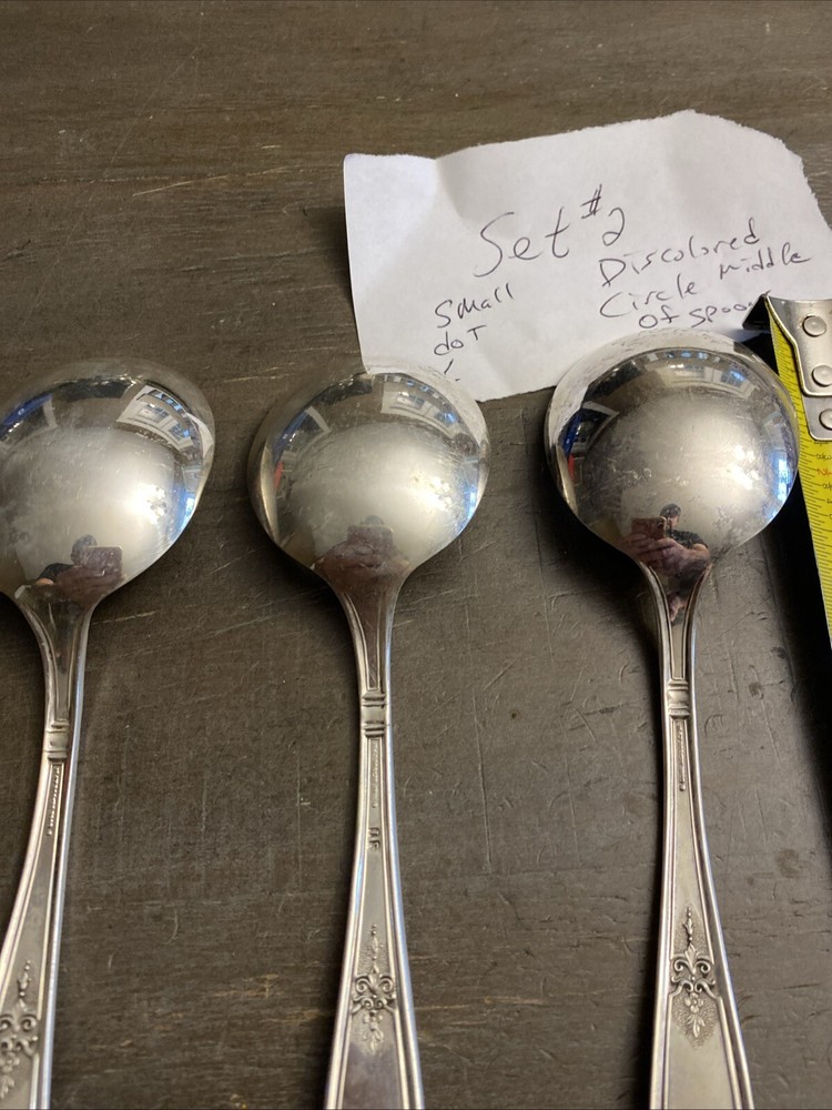 6 - 1847 Rogers Bros Silverplate AMBASSADOR Spup Spoons See Pictures 2 Blemished