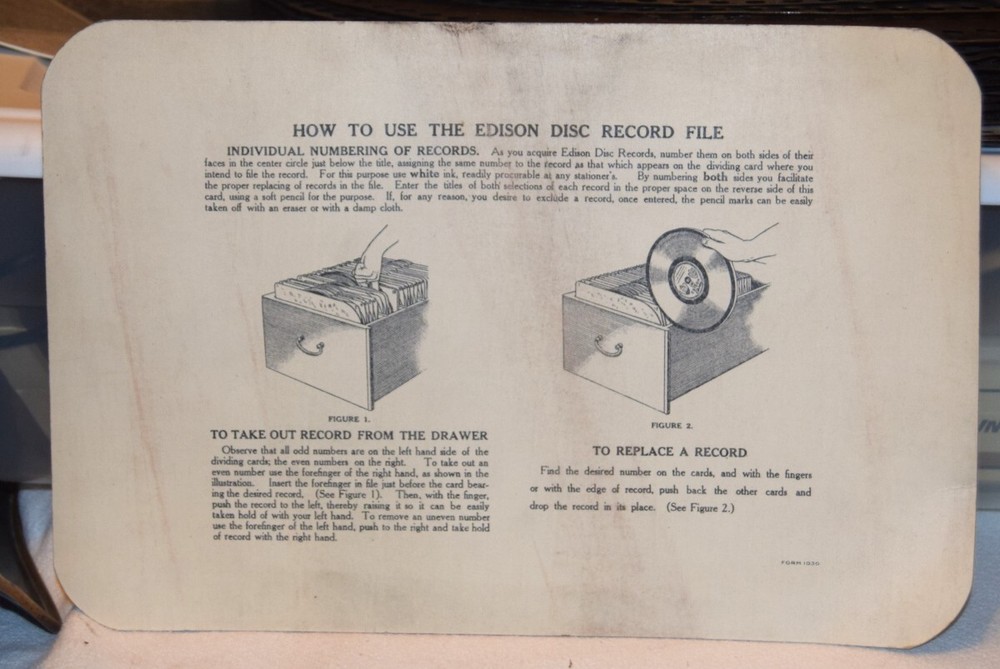 Edison - Diamond Disc - Record File - Instructions and Record Index