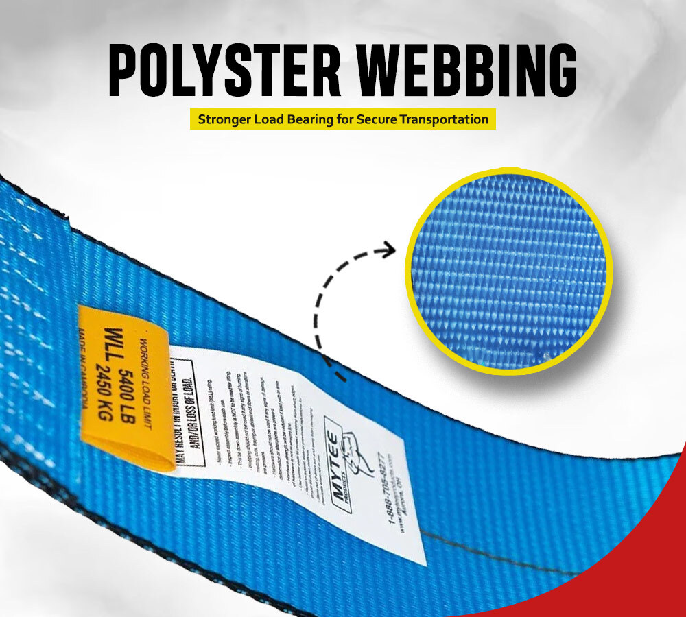 (4 Pack) 4" x 40' Winch Strap with Flat Hook - Blue