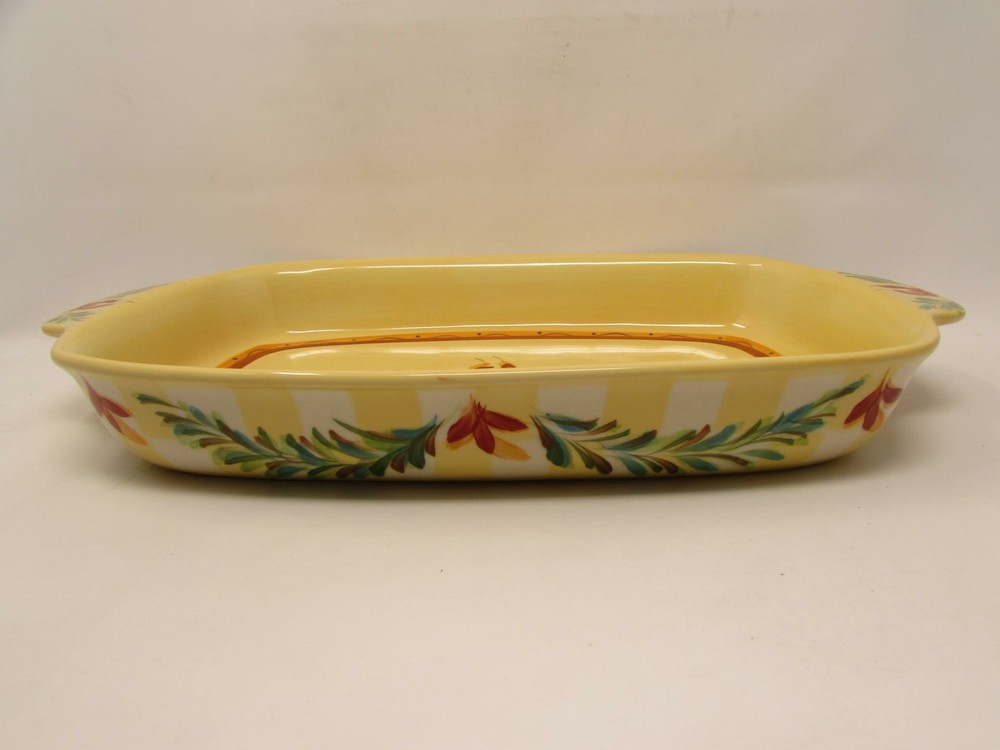 Siena by Gail Pittman 16" Rectangular Baker Red & Yellow Bands Squiggles