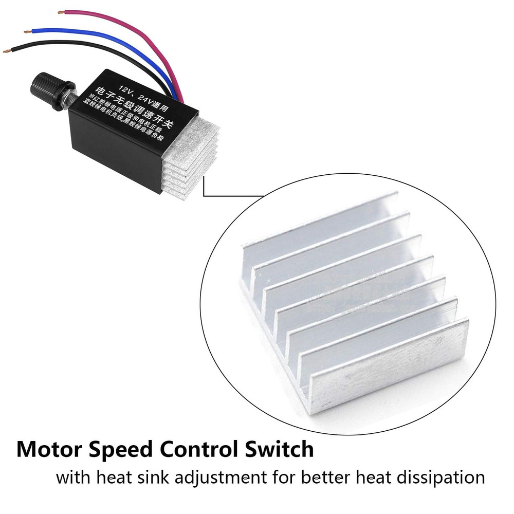 DC Motor Speed Controller Universal DC 12V 24V 10A Electronic Stepless Speed Reg