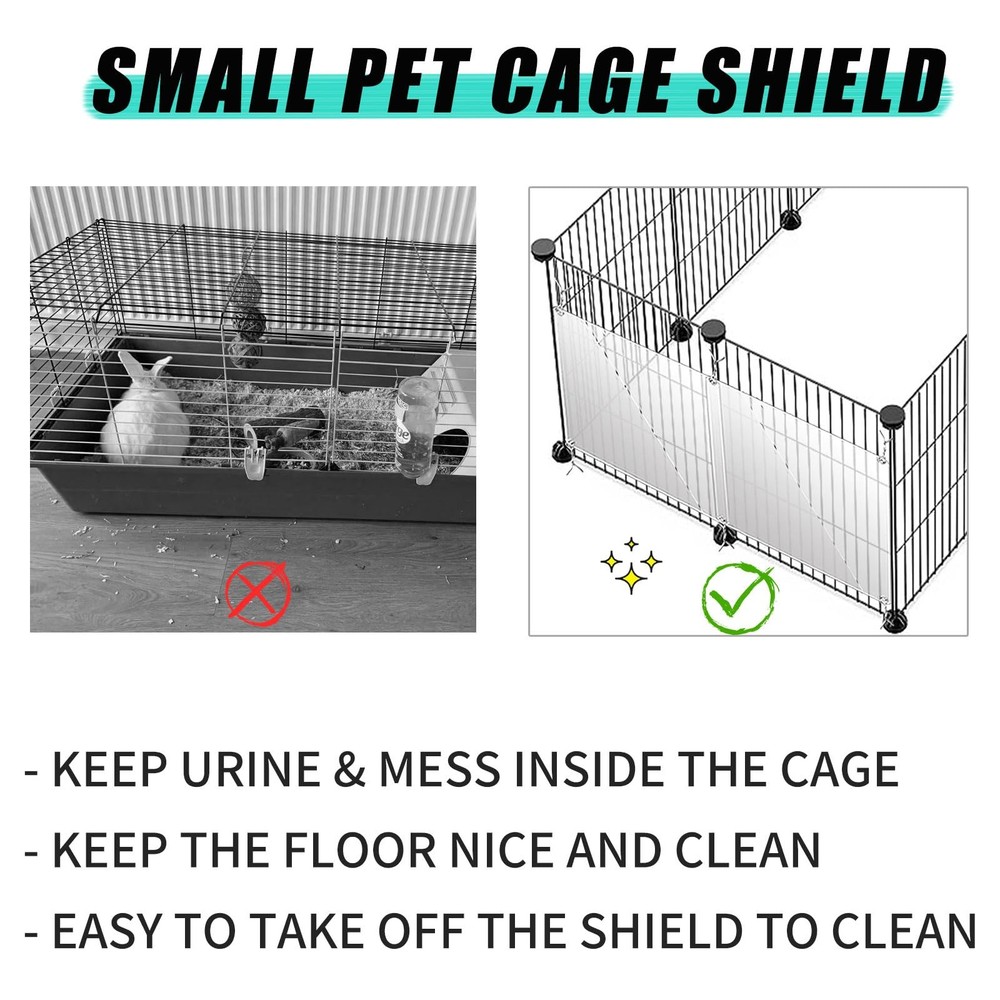 24 Pack Rabbit Splash Guard, 10'' x 8.2'' Pet Plastic Pee Shields Liner Prote...