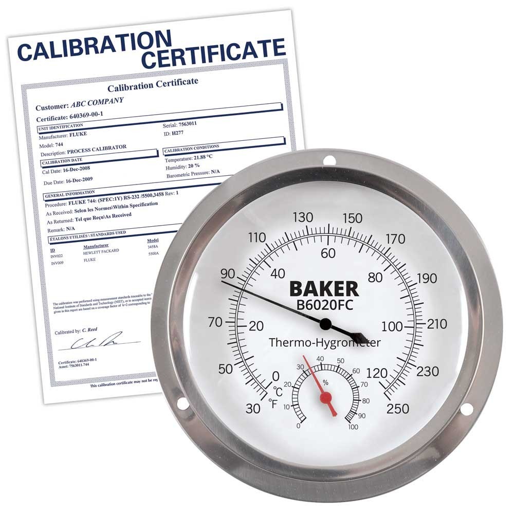 Baker B6020FC-NIST Dial Thermo-Hygrometer,