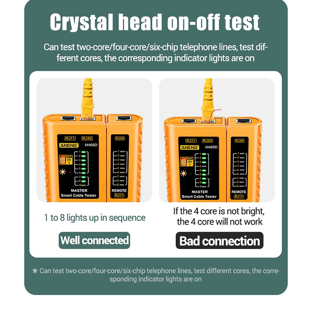 Networks Cable Tester Ethernet RJ45 RJ11 LAN Wire Telephone Cable Testing Tool
