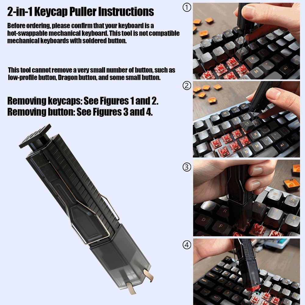 Keyboard Puller 2 in 1 Maintenance Tools with 4-Claw Grip Keycap