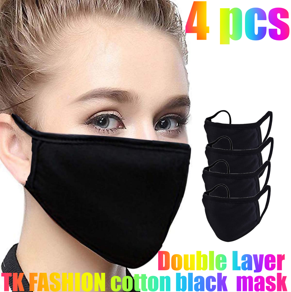 Soft Poly Cotton Face Black Mask Double Layer Reusable and Washable Unisex
