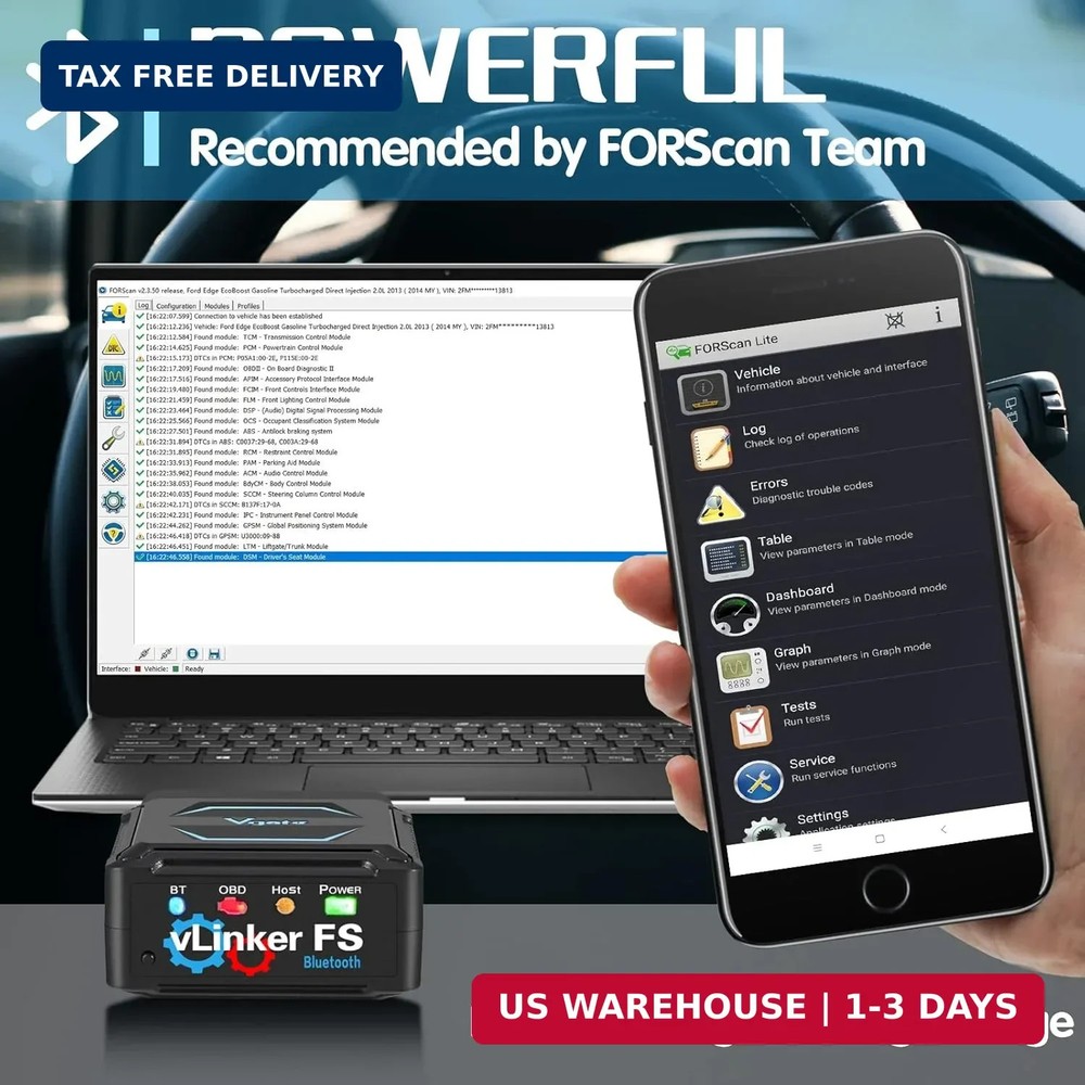 Vgate vLinker FS Bluetooth OBD2 Diagnostic Scan Tool, OBDII Car Code Reader for
