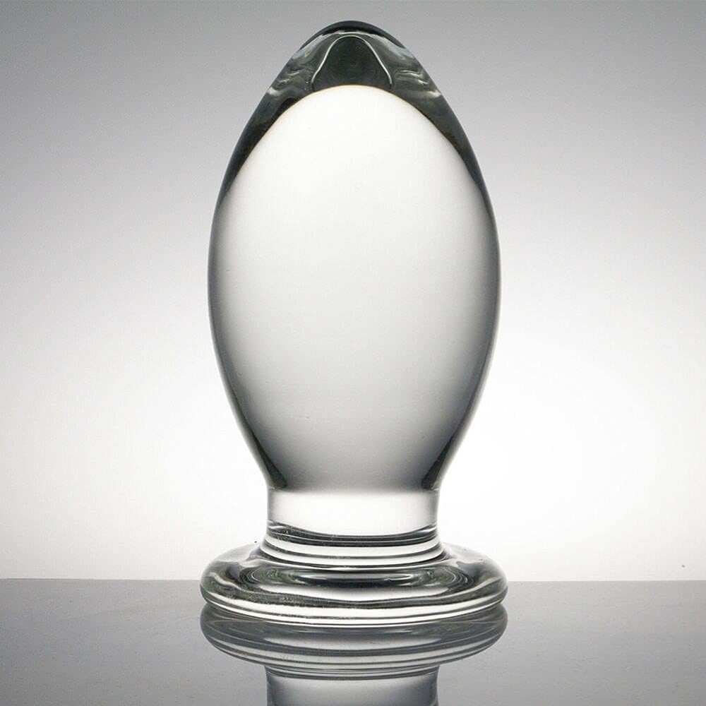 Huge Head Glass Butt Plug, Clear, Extra Large, 22.88 Ounce