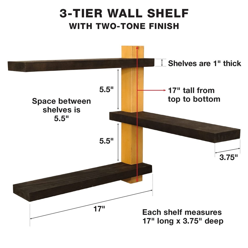 Three Tier Floating Corner Shelves - Easy to Assemble, Multiple Configuration...