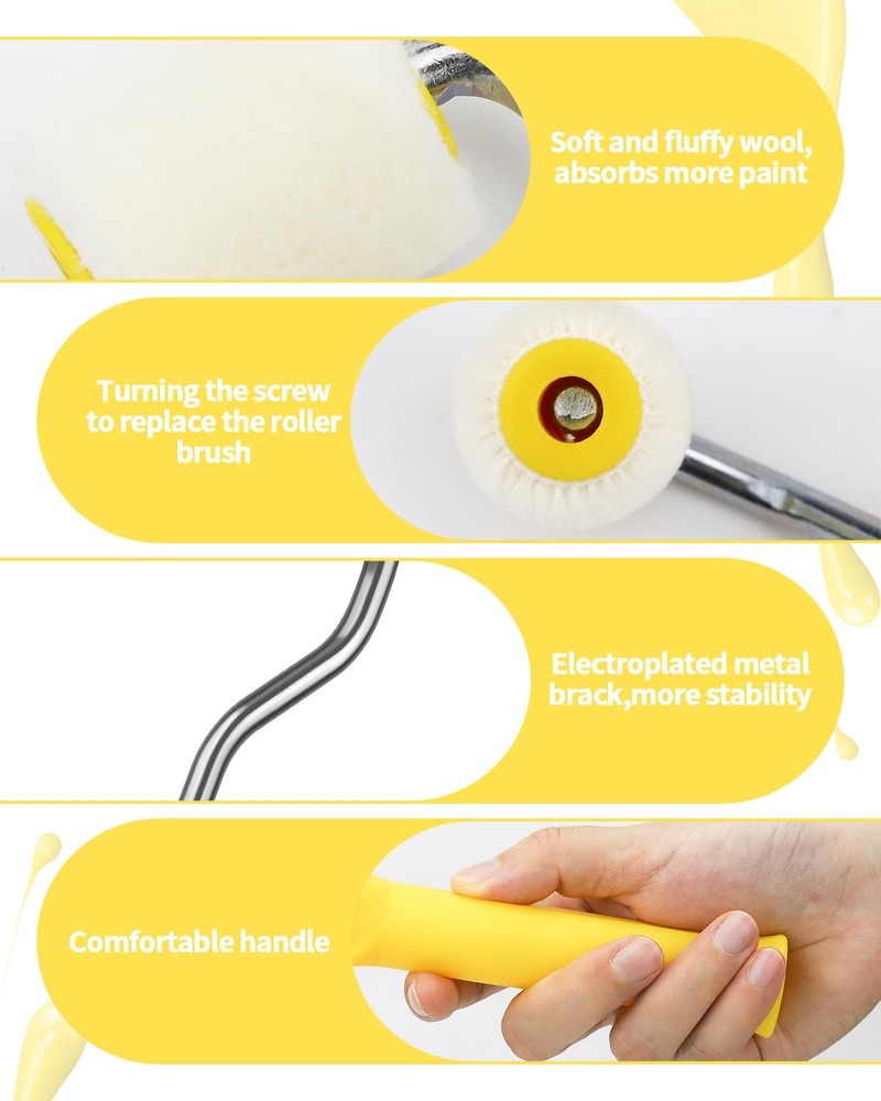 2 Pcs Foam Paint Roller Mini Rollers for Touch up Trim Edge or 1 Inch