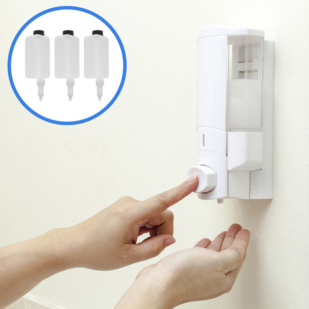3 Sets Wall Mount Dispenser Pump Replacement Shampoo Bottle Soap Container New