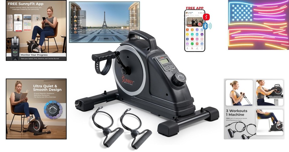 Dual Function Under-Desk Bike Trainer, Mini Exercise Machine for Senior Train...