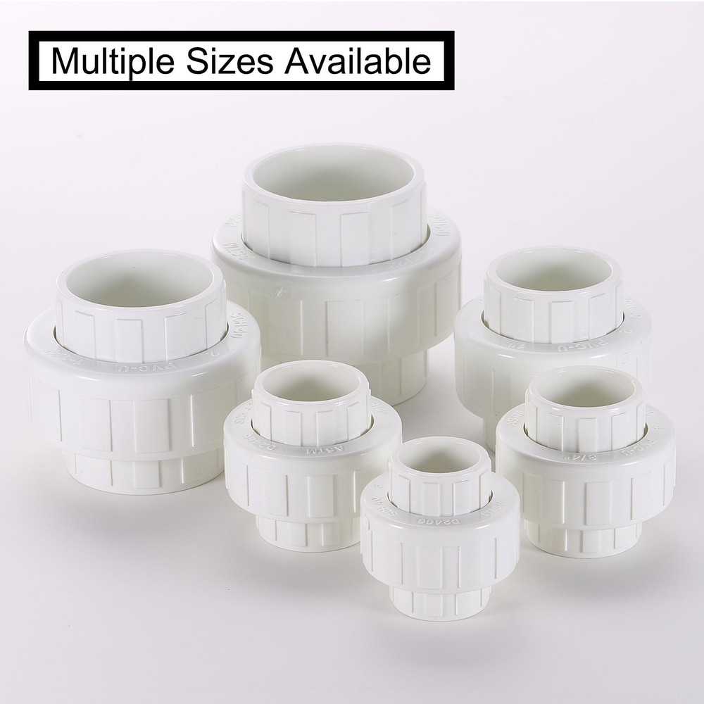 6Pcs 1" UPVC Union Coupling Pipe Fitting, UPVC Union Coupling Adapter, White