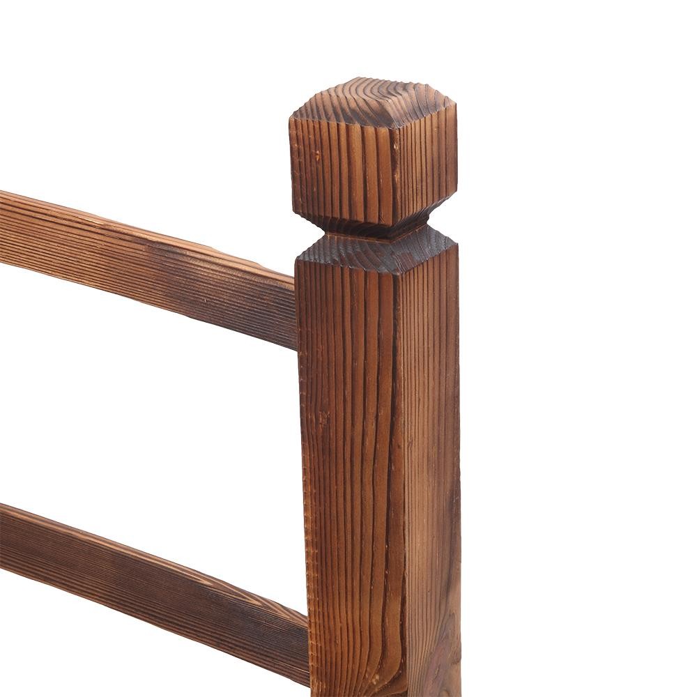 5' Wooden Bridge Stained Finish Solid Wood Garden Arch Walkway Carbonized Color