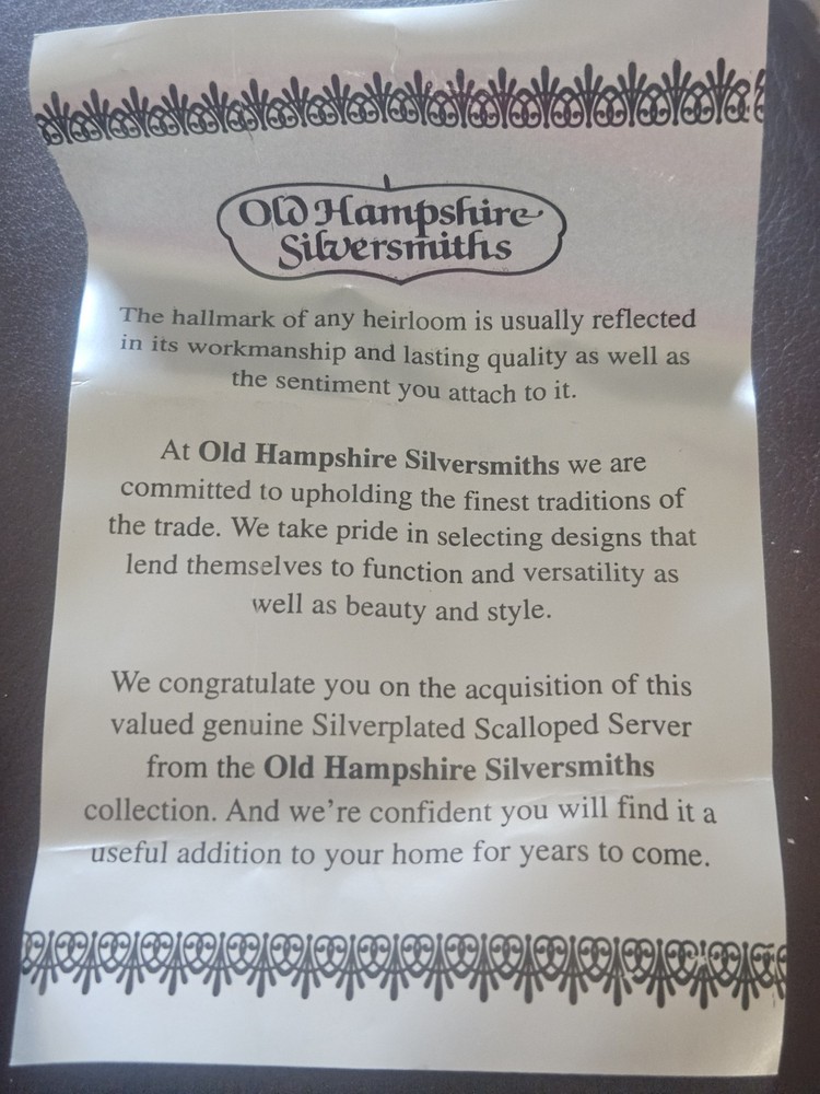 Old Hampshire Silversmiths Scalloped Server