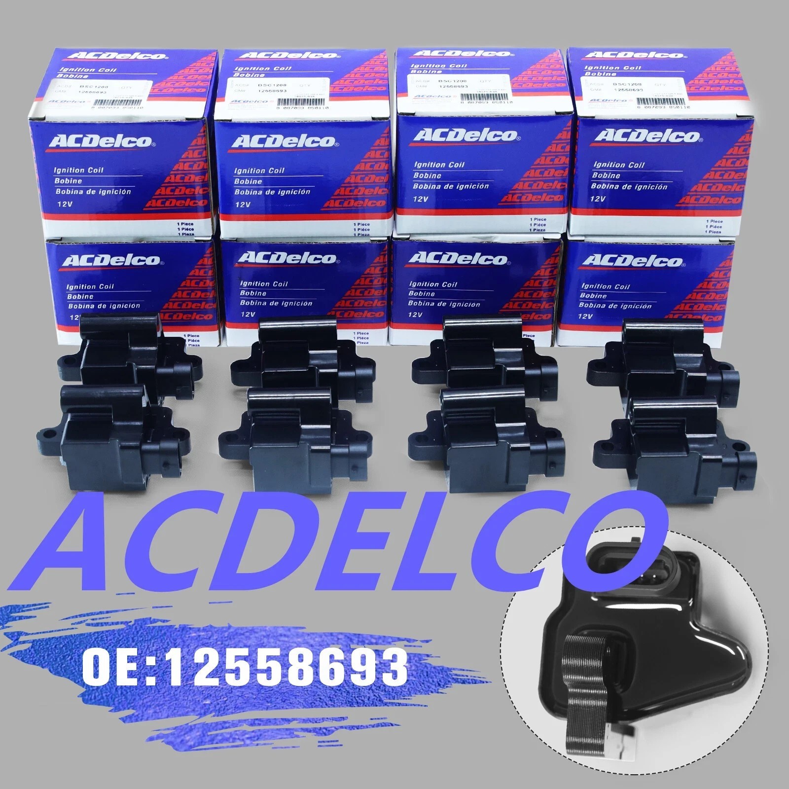 8 Pack Acdelco UF271 12558693 Ignition Coils For Chevy GMC 4.8L 5.3L 6.0L D581