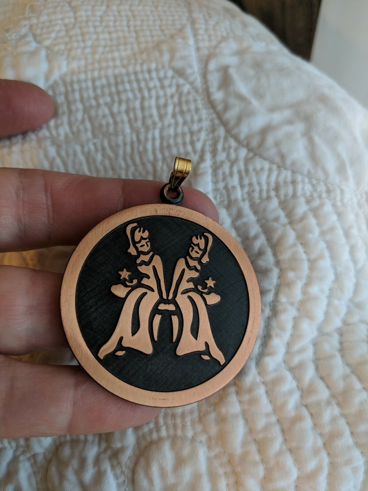 Vintage Coppercraft Guild Solid Copper Zodiac Gemini Pendant