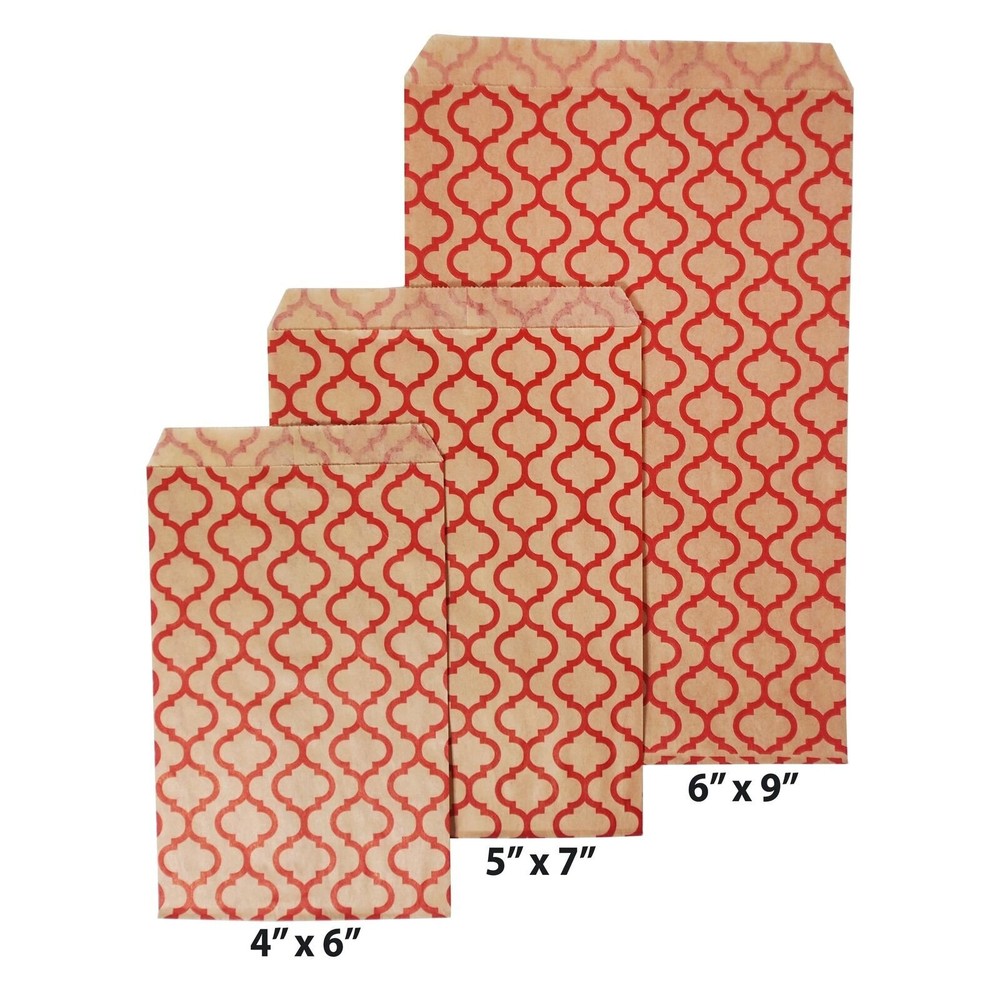 CuteBox Red Trellis Flat Paper Bags