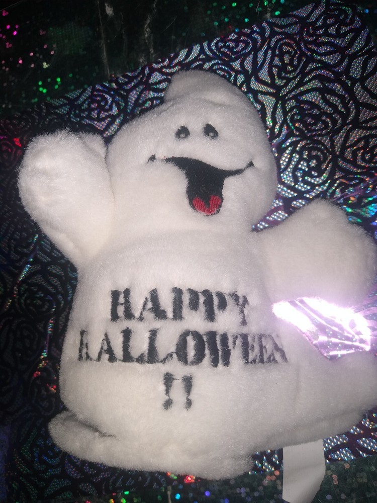 🦄 "Happy Halloween!" Vibrating White {Ghost} Makes Ghostly Sounds 8" Plush!