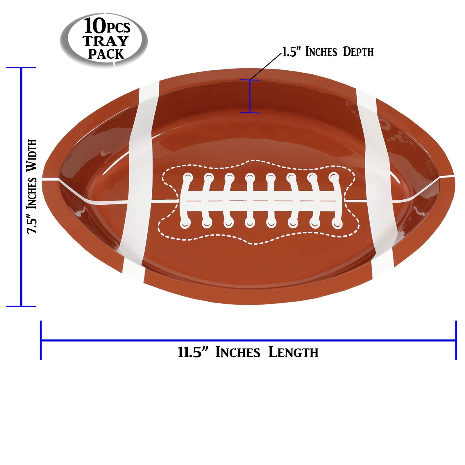 Anapoliz Football Serving Trays | 10 Pcs Plastic 12x7.5 Inches, Brown