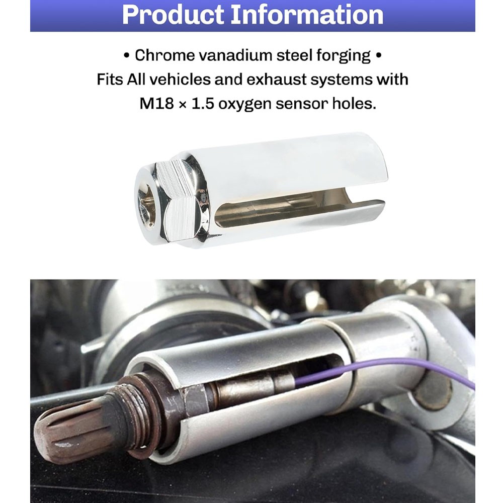 5Pcs Oxygen Sensor Socket Vacuum Wrench O2 M12 M18 Tool Renew Thread Chaser Set