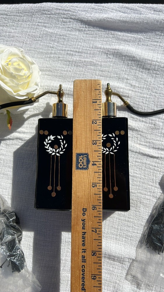 Chic Hollywood Regency Style Hand Painted Austrian Glass Perfume Bottle Atomizer