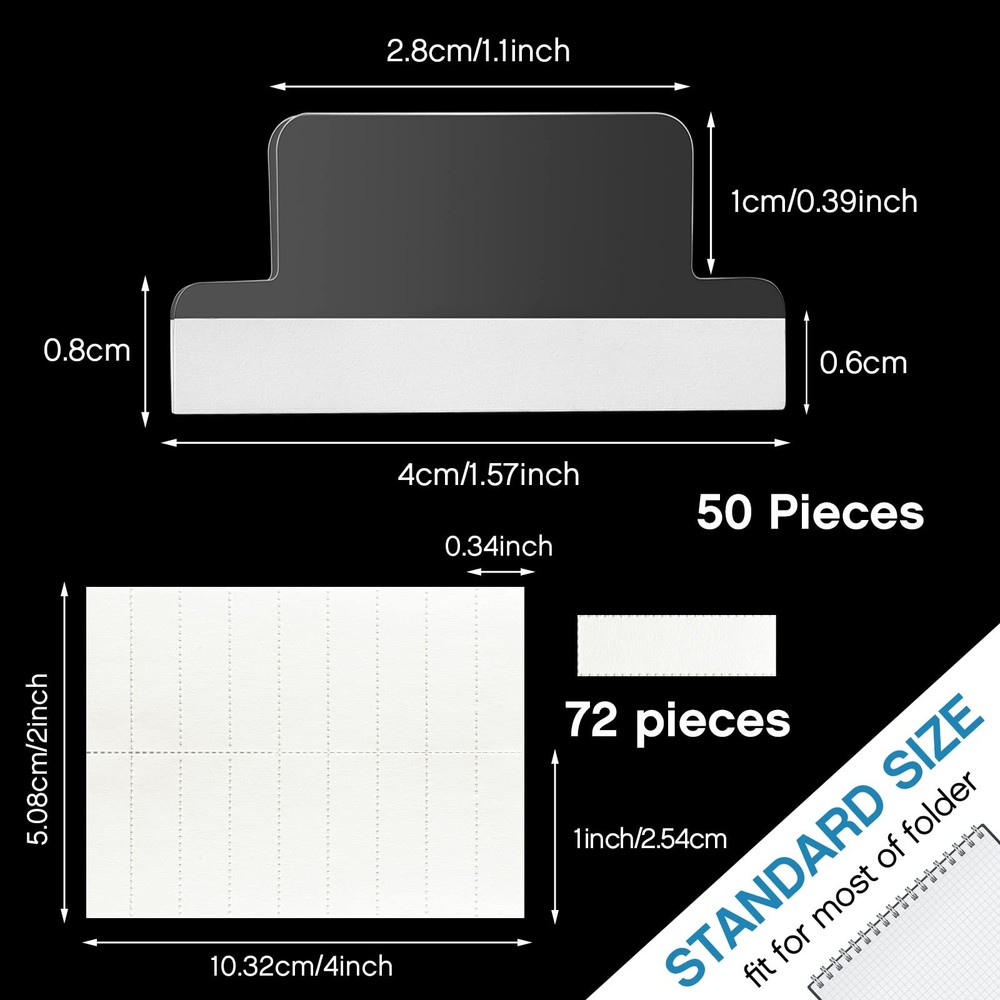 Insertable Self Adhesive Tabs with Printable Inserts, 1 Inch Clear Index...