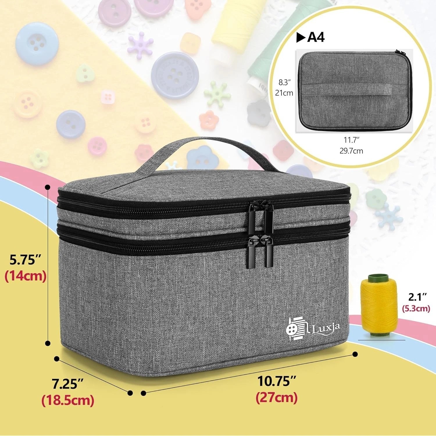 Double-Layer Sewing Accessories Organizer, Sewing Supplies Organizer for Need...