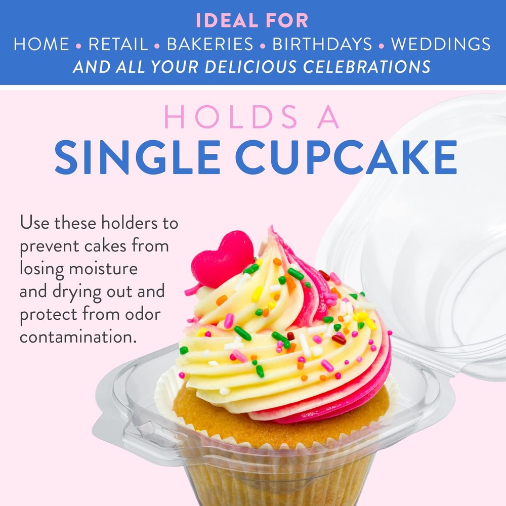 Individual Cupcake Containers (100 Pack) | Clear Plastic 100,