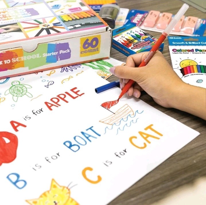 BAZIC 60 Count School Supply Box for Elementary Student K-6