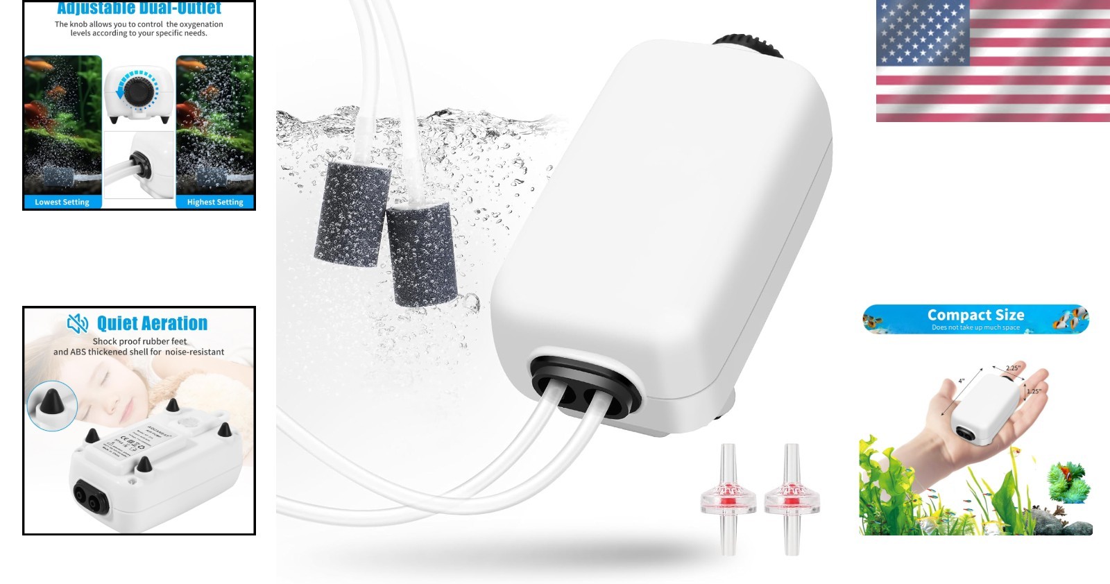 Aquarium Air Pump 100 Gallon Fish Tank Bubbler Oxygen Aerator with Stones