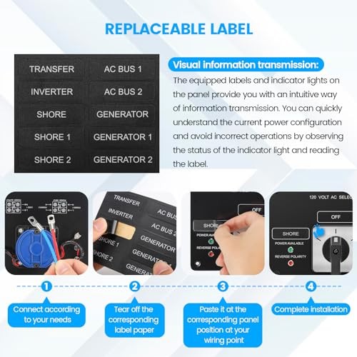 AC Rotary Switch Panel 2 Position, 120V 30A Selector Switch with Reverse