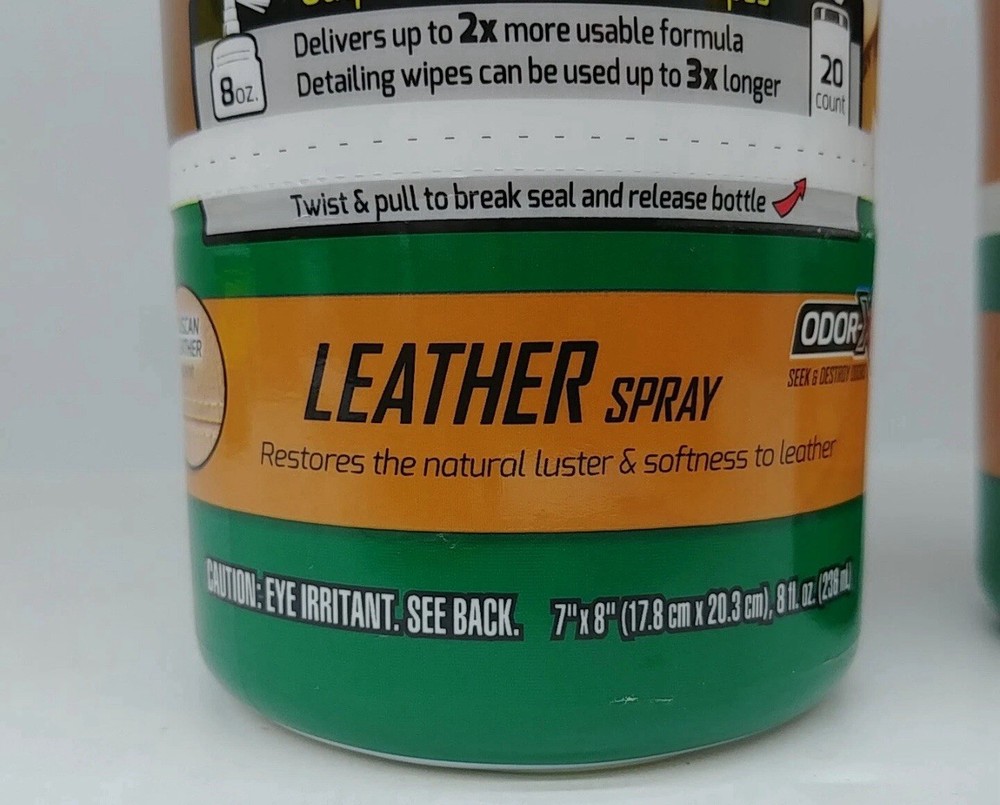🔥(2-PACK) Turtle Wax Spray & Wipe LEATHER Clean Condition Protect & Remove Odor