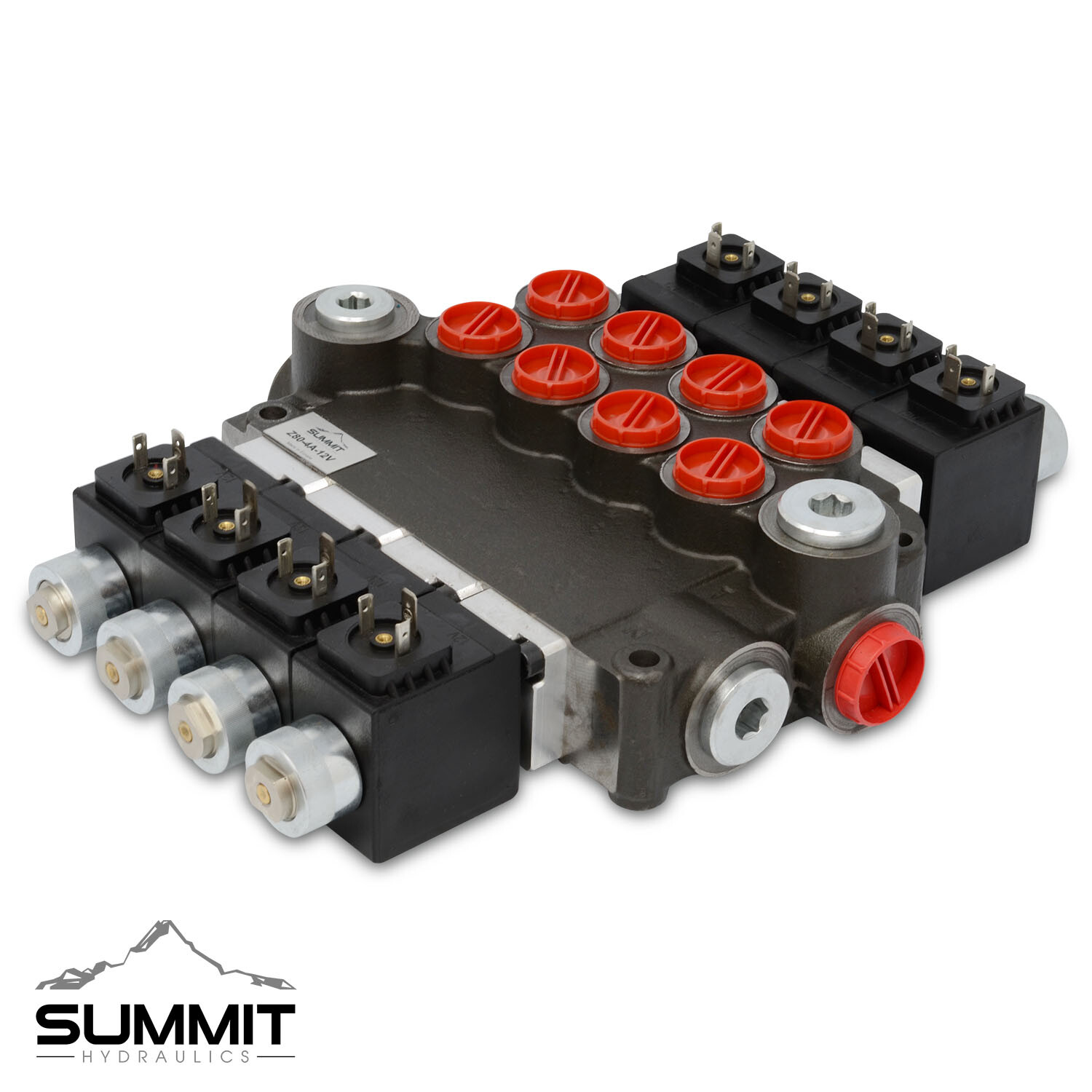 Hydraulic Monoblock Solenoid Directional Control Valve 4 Spool, 21 GPM w/ Switch