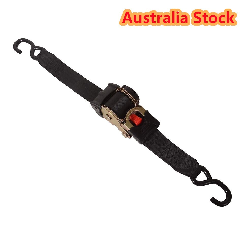 1PCS Quick Release Automatic Retractable Ratchet Tie Down Strap With S hooks