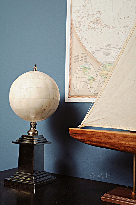 Bone Globe With Aluminum Base