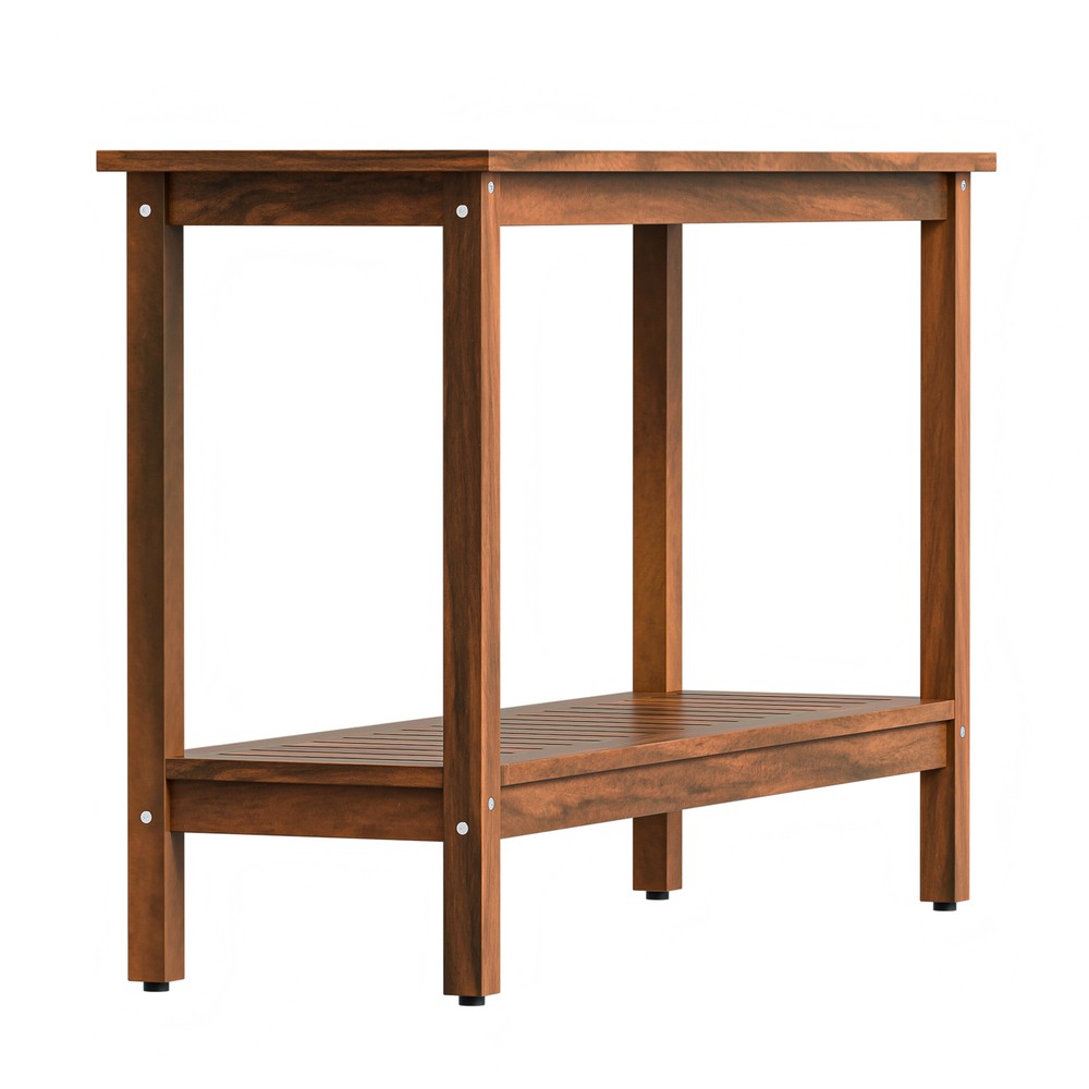 2-Shelf Console Table 48" Patio Side Accent Table Multifunctional w/Foot Sliders