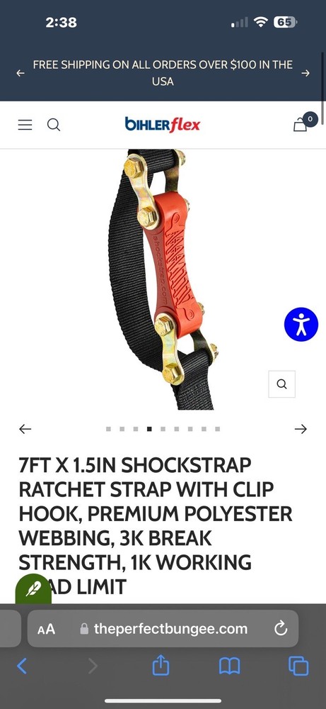 ShockStrap 1.5" Ratchet Tie Downs 7RSBKP