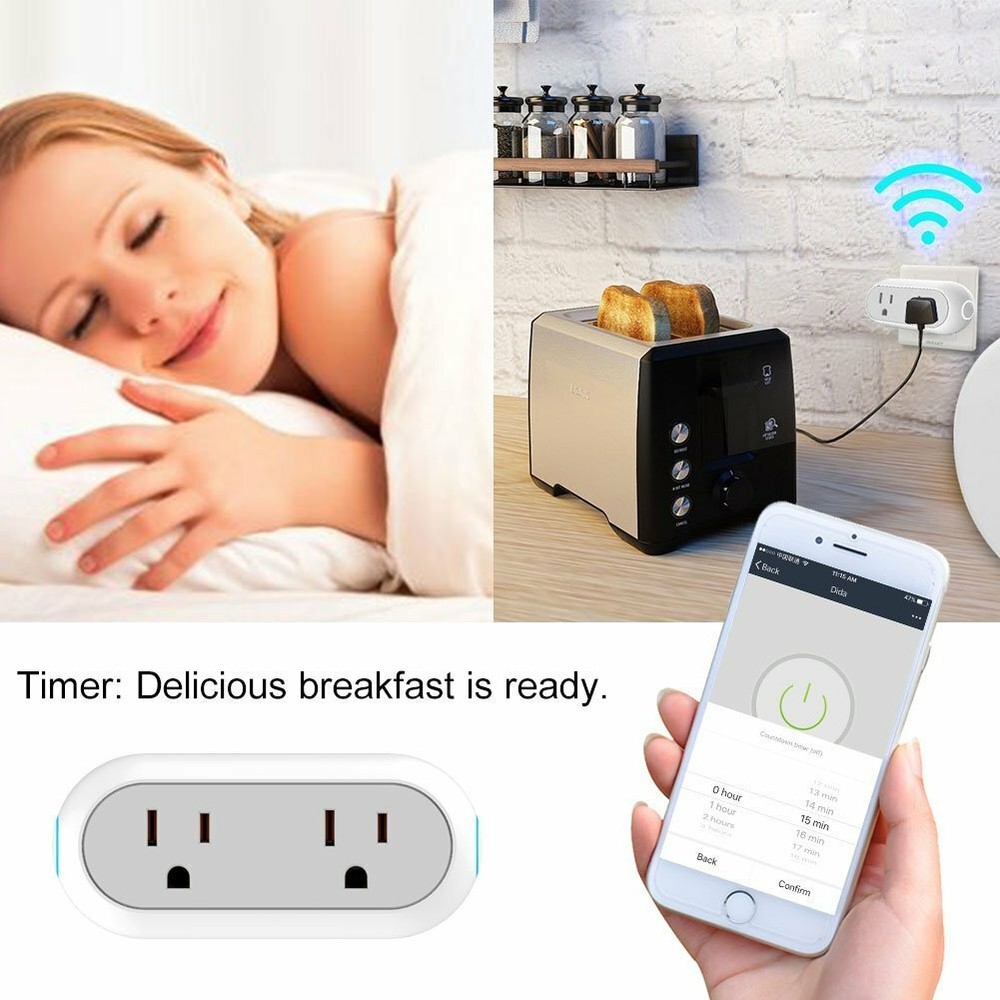 Dual Socket Capsule Smart WiFi Plugs Dual Outlets Alexa Google ITFFF SmartThings
