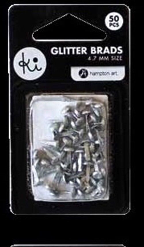 Ki Memories Mini Glitter Brads - Silver