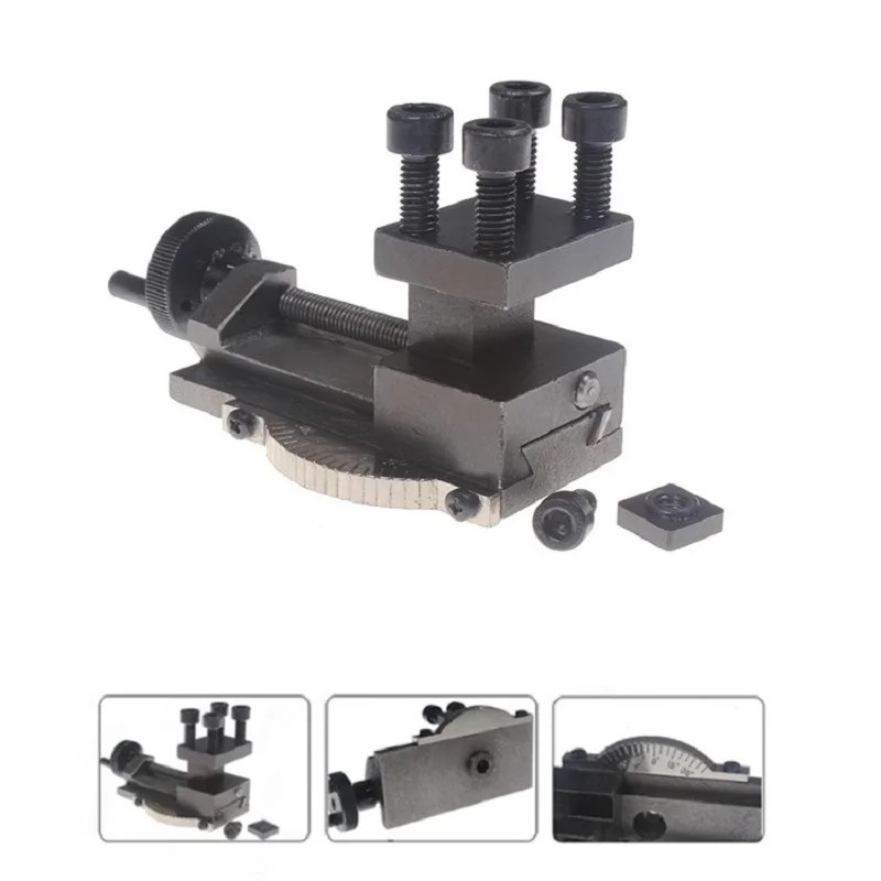 Small Lathe Dual-slot Tool Holder with Rotatable Angle-adjustable Tool Post