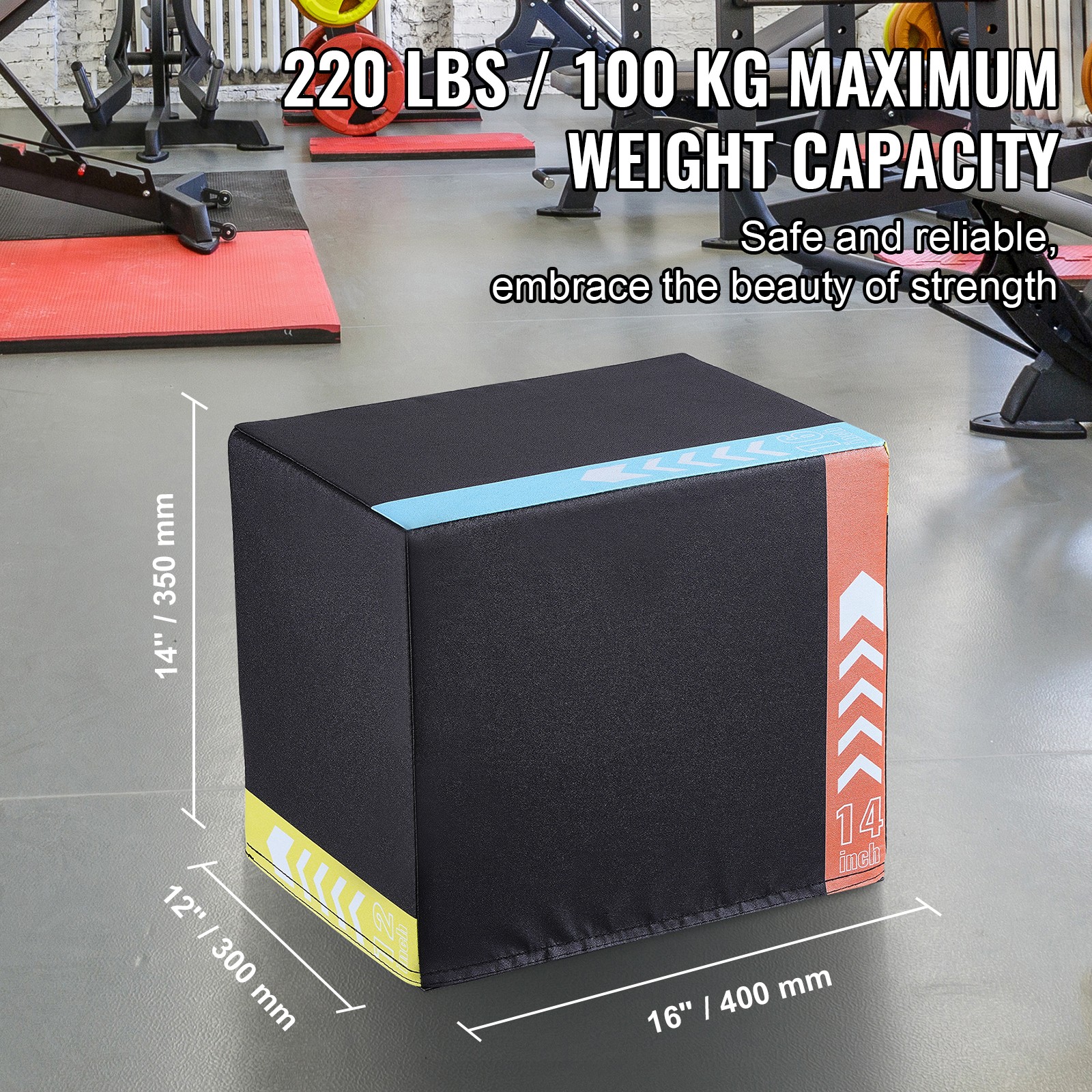 Uimoso 16/14/12 Inch 3 in 1 Plyometric Jump Box Fitness Exercise Plyo Box Cotton