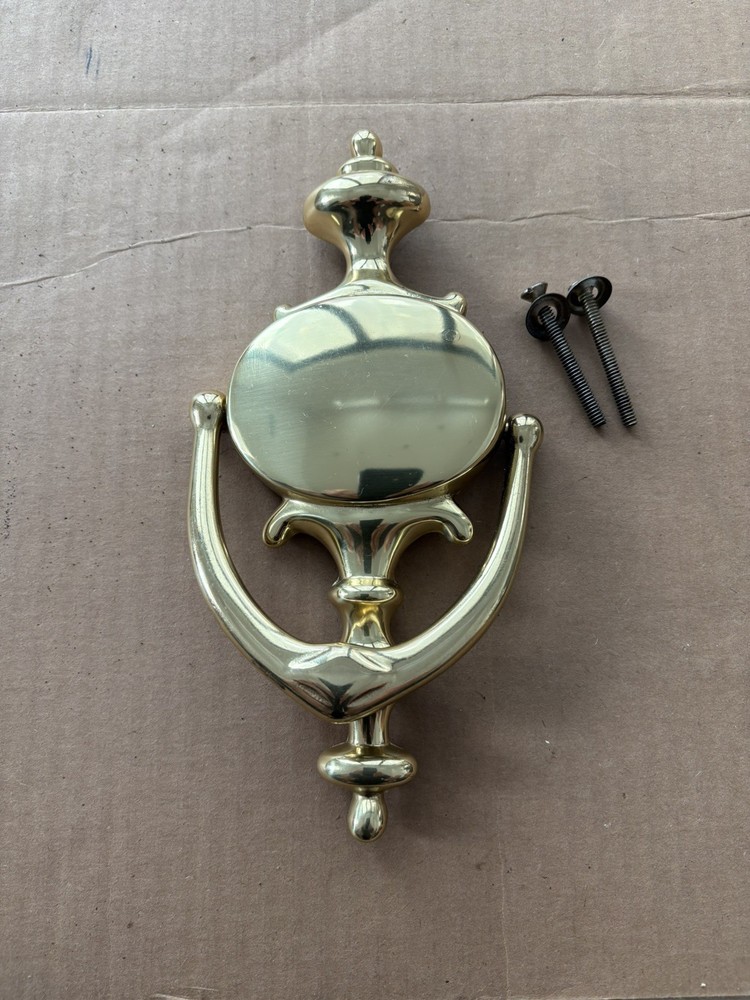 SOLID POLISHED BRASS FRONT DOOR KNOCKER COLONIAL 8-1/2" x 4" IVES