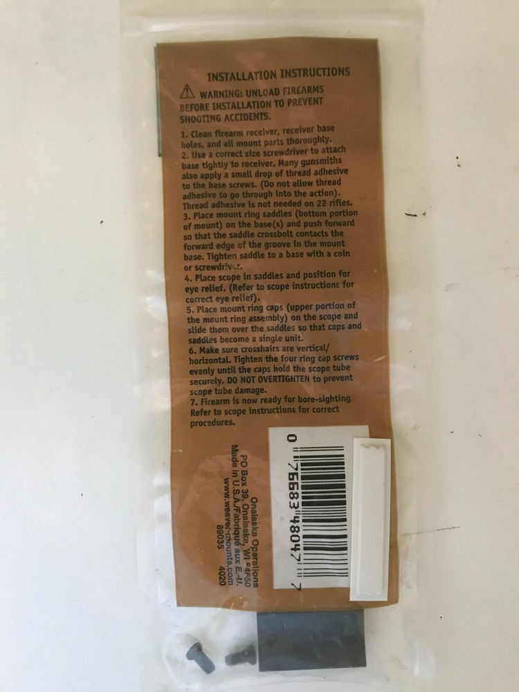 Weaver 47 48047 Gloss top mount base with screws