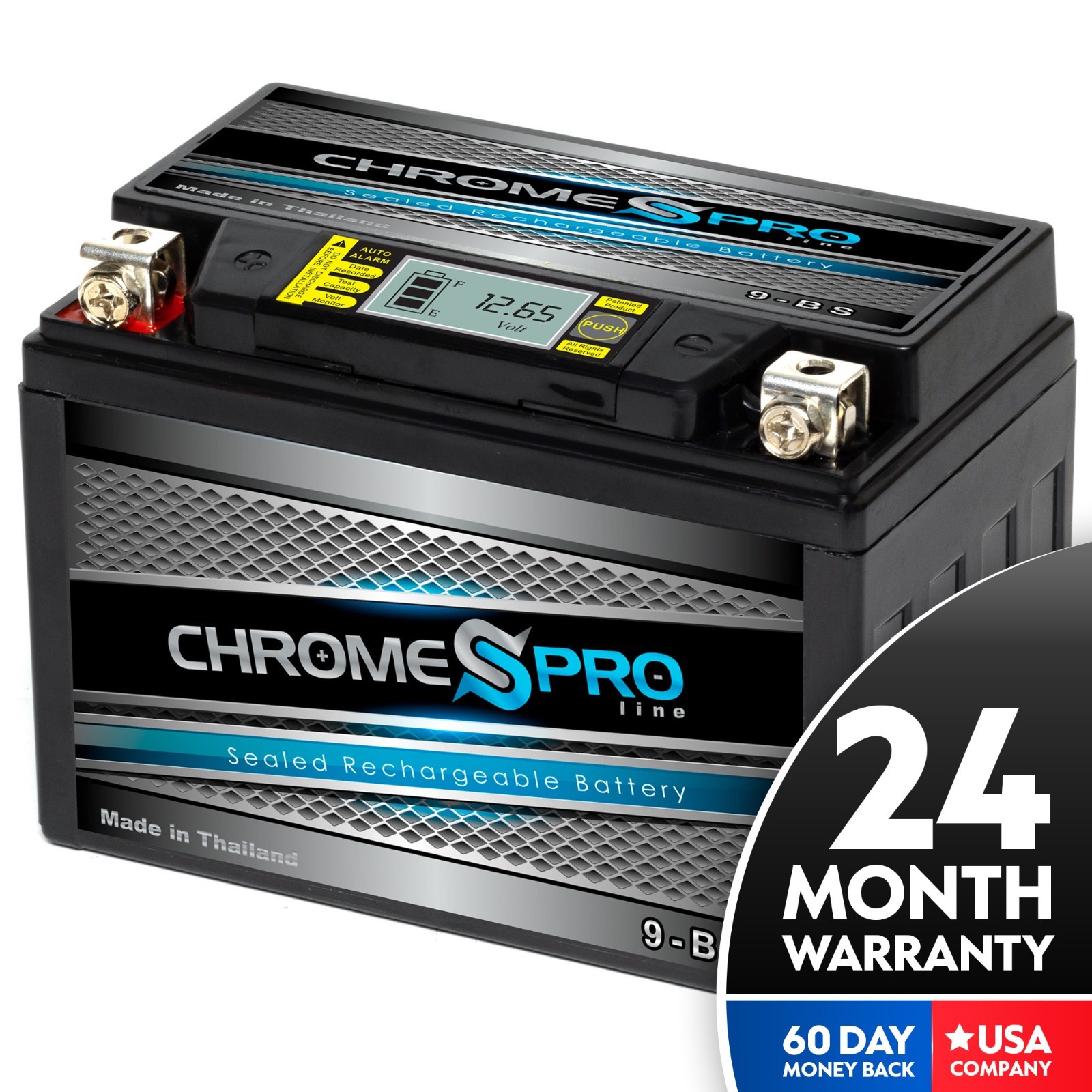 Chrome YTX9-BS High Performance Maintenance Free Sealed iGel Motorcycle Battery