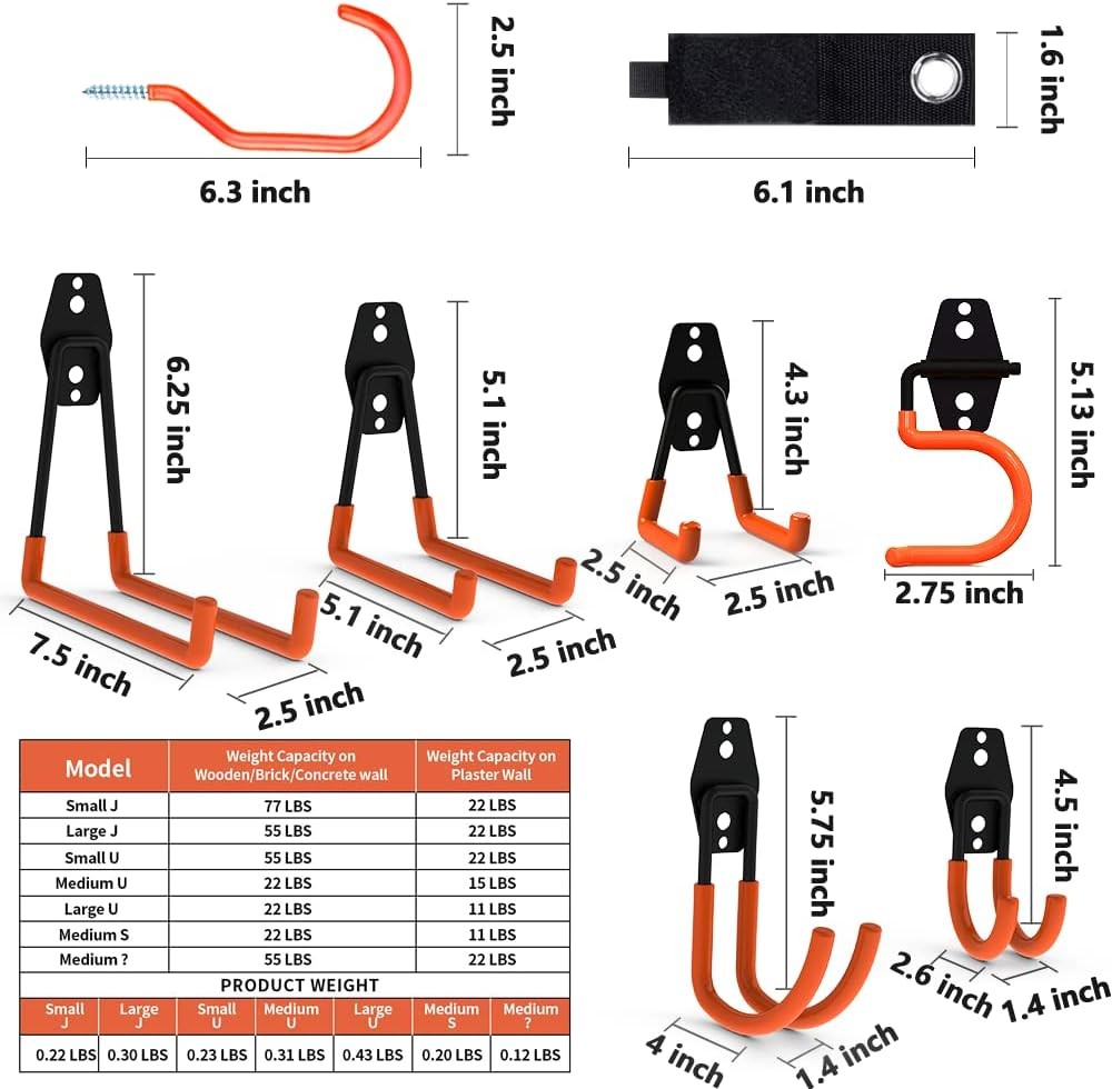 Intpro Garage Hooks 22 Pack Heavy Duty 22Pack, Orange